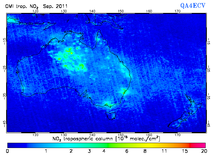 Regional Tropospheric NO2 of September 2011