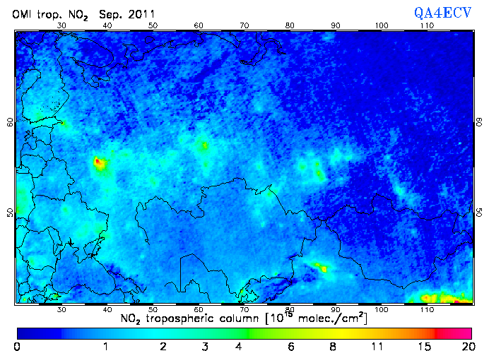 Regional Tropospheric NO2 of September 2011