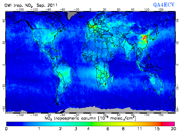 Regional Tropospheric NO2 of September 2011