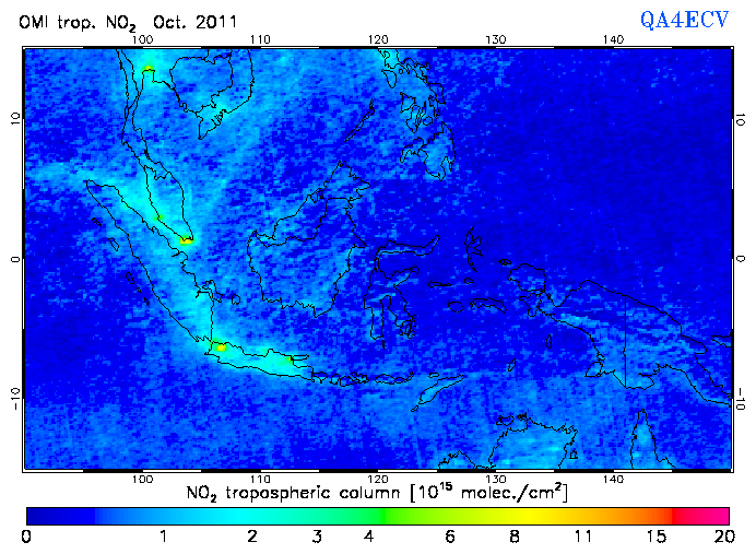 Regional Tropospheric NO2 of October 2011