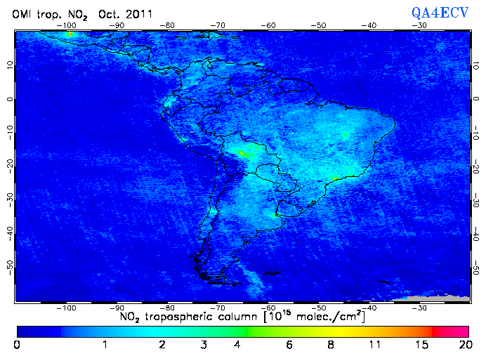 Regional Tropospheric NO2 of October 2011