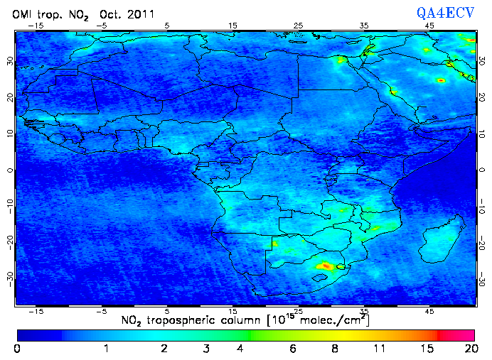 Regional Tropospheric NO2 of October 2011