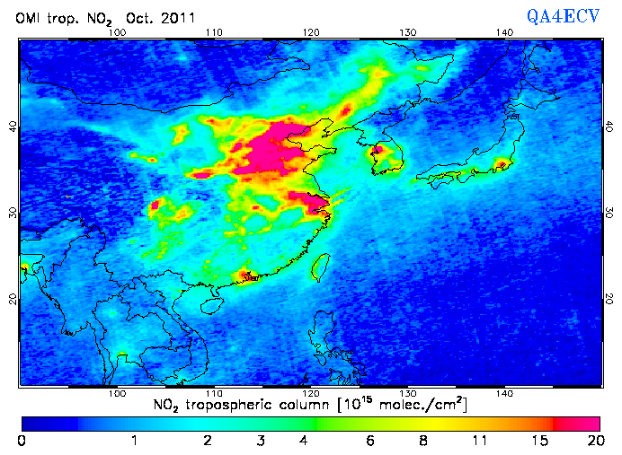 Regional Tropospheric NO2 of October 2011