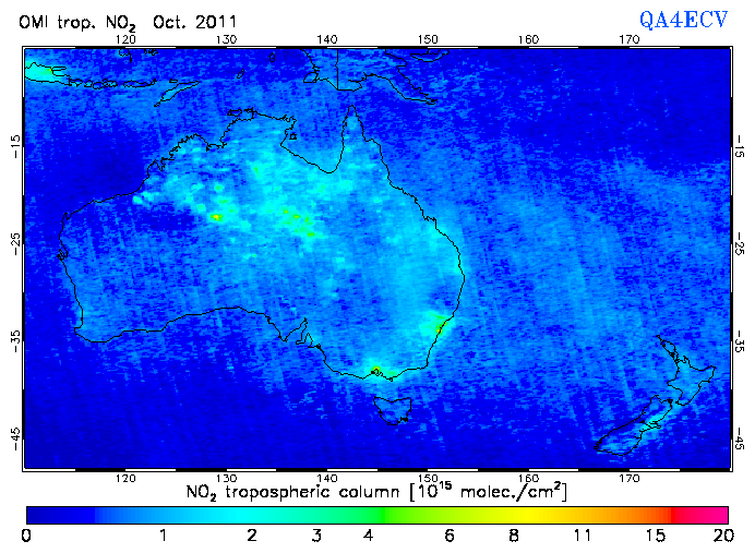Regional Tropospheric NO2 of October 2011