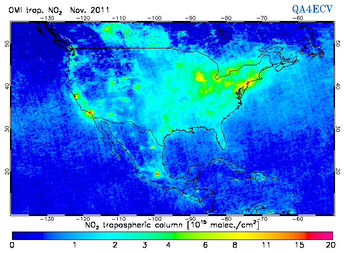 Regional Tropospheric NO2 of November 2011