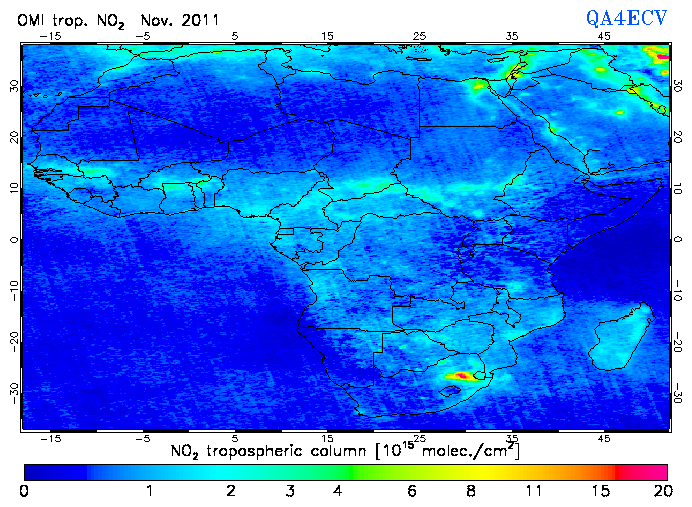 Regional Tropospheric NO2 of November 2011