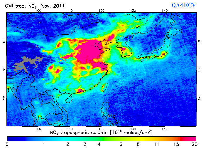 Regional Tropospheric NO2 of November 2011