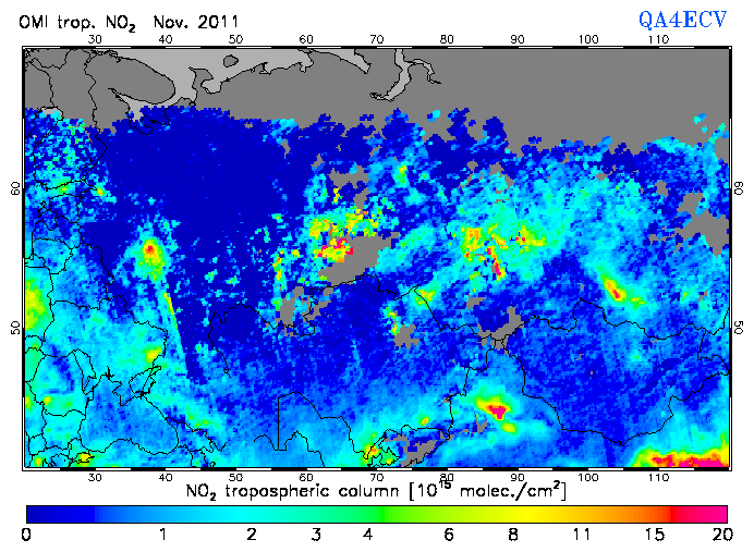 Regional Tropospheric NO2 of November 2011