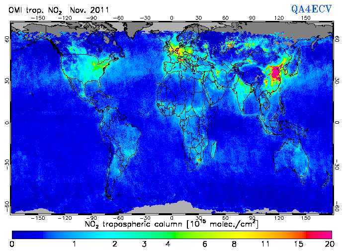 Regional Tropospheric NO2 of November 2011