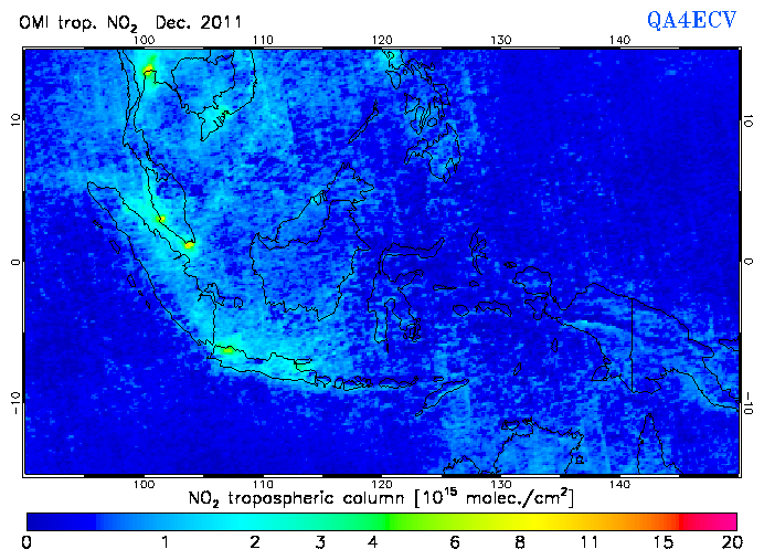 Regional Tropospheric NO2 of December 2011