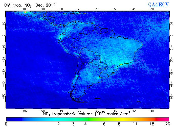 Regional Tropospheric NO2 of December 2011