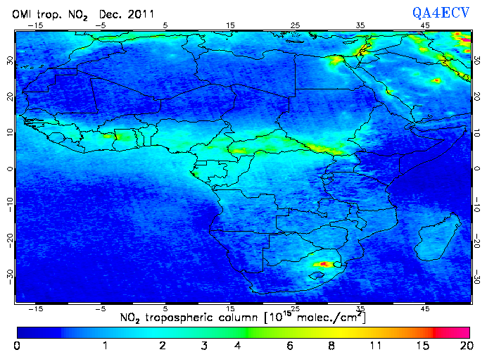 Regional Tropospheric NO2 of December 2011