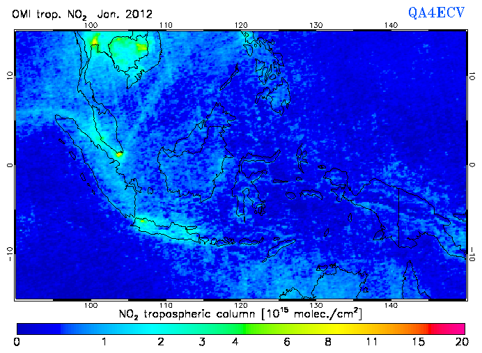 Regional Tropospheric NO2 of January 2012