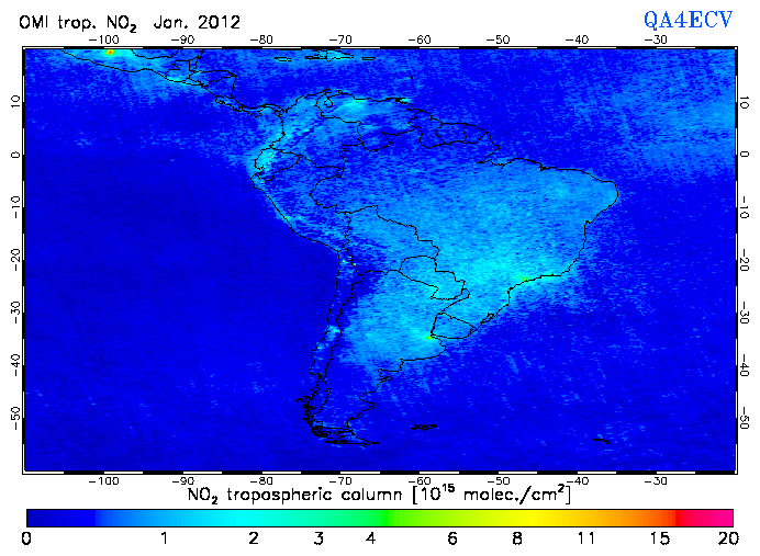 Regional Tropospheric NO2 of January 2012