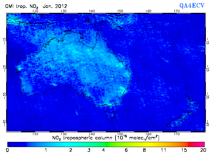 Regional Tropospheric NO2 of January 2012