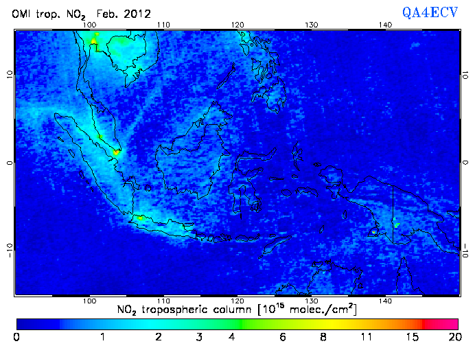 Regional Tropospheric NO2 of February 2012
