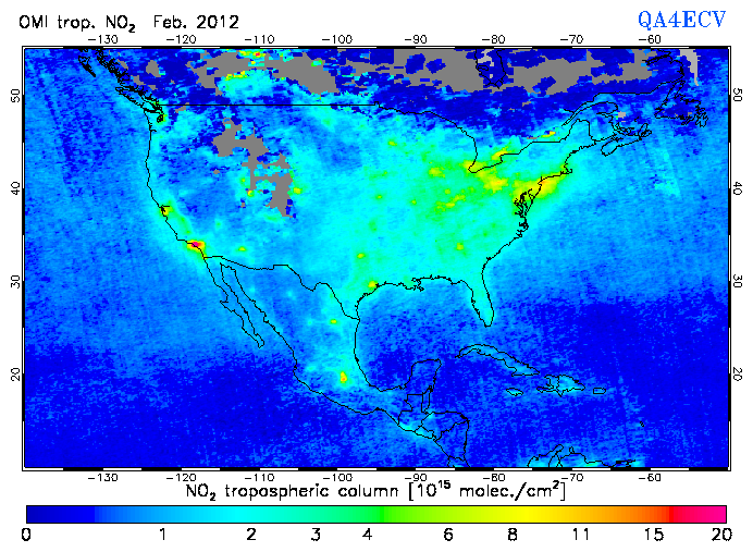 Regional Tropospheric NO2 of February 2012