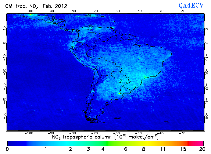 Regional Tropospheric NO2 of February 2012