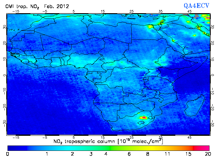 Regional Tropospheric NO2 of February 2012