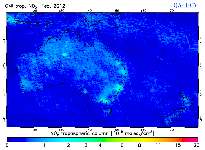 Regional Tropospheric NO2 of February 2012