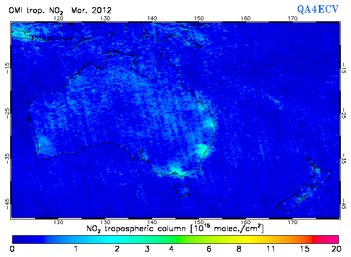 Regional Tropospheric NO2 of March 2012