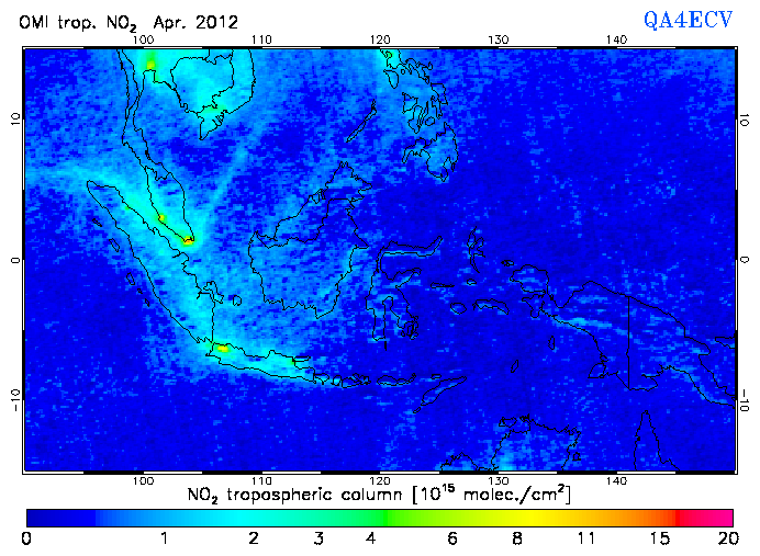Regional Tropospheric NO2 of April 2012