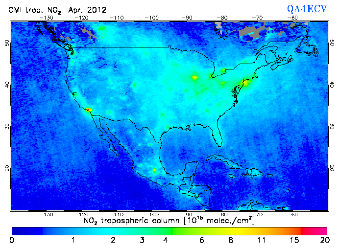 Regional Tropospheric NO2 of April 2012