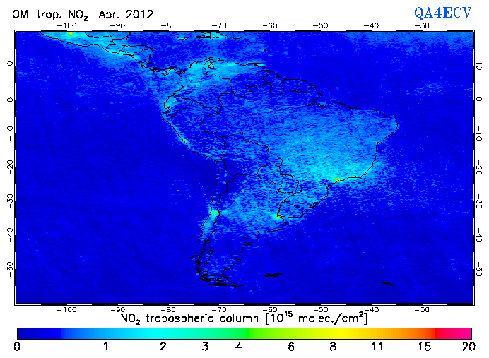 Regional Tropospheric NO2 of April 2012