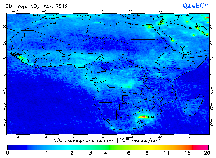 Regional Tropospheric NO2 of April 2012