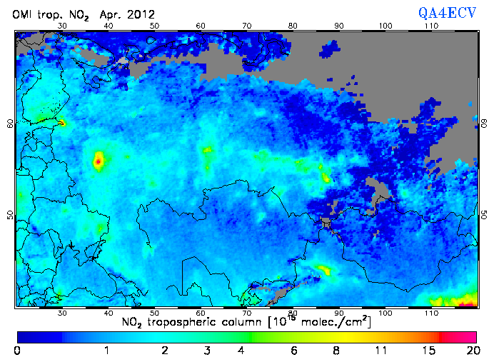 Regional Tropospheric NO2 of April 2012