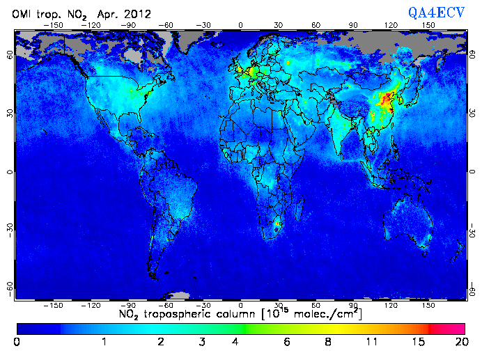 Regional Tropospheric NO2 of April 2012