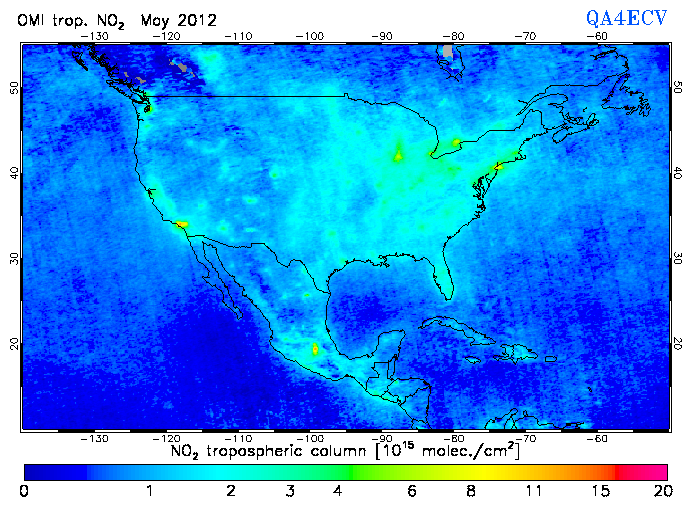 Regional Tropospheric NO2 of May 2012