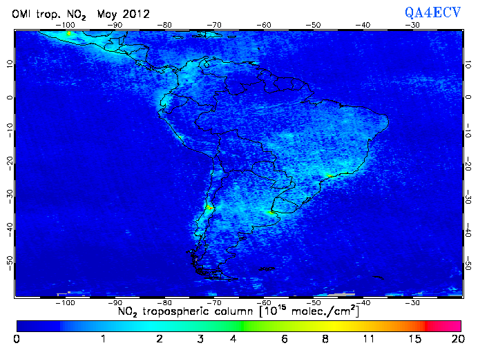 Regional Tropospheric NO2 of May 2012
