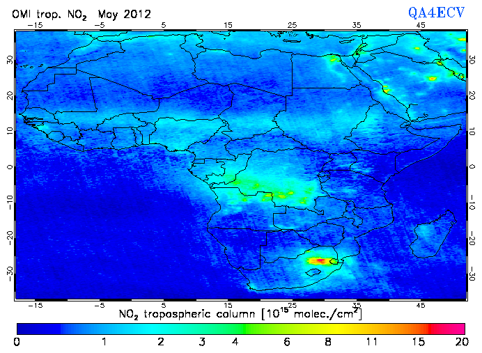 Regional Tropospheric NO2 of May 2012