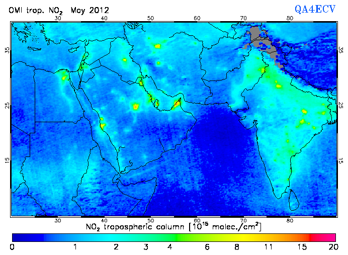 Regional Tropospheric NO2 of May 2012