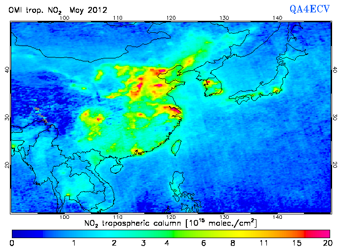 Regional Tropospheric NO2 of May 2012