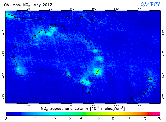 Regional Tropospheric NO2 of May 2012