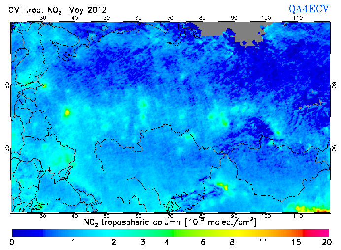Regional Tropospheric NO2 of May 2012