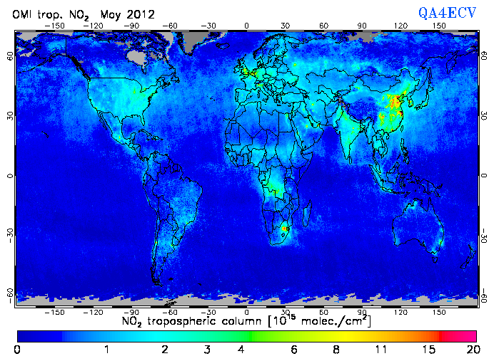 Regional Tropospheric NO2 of May 2012