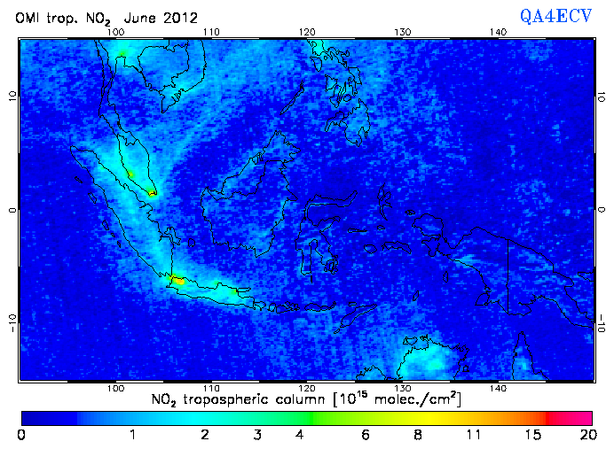 Regional Tropospheric NO2 of June 2012