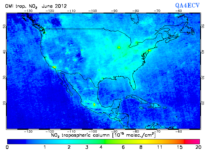 Regional Tropospheric NO2 of June 2012