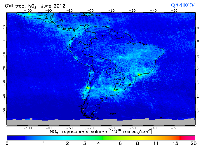 Regional Tropospheric NO2 of June 2012