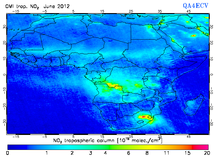 Regional Tropospheric NO2 of June 2012