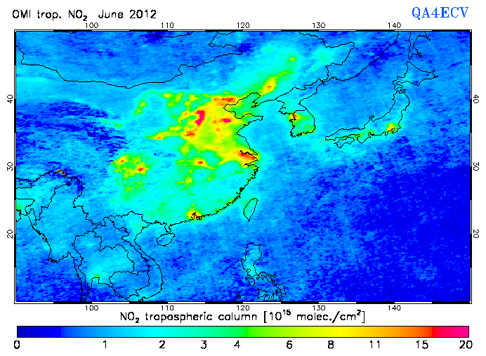 Regional Tropospheric NO2 of June 2012