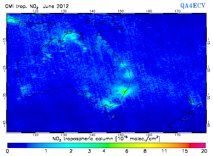 Regional Tropospheric NO2 of June 2012