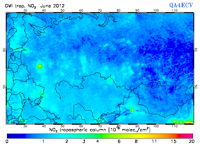 Regional Tropospheric NO2 of June 2012