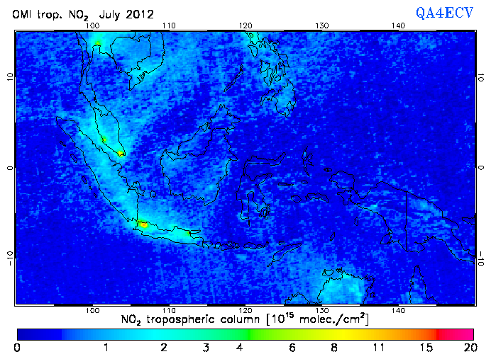 Regional Tropospheric NO2 of July 2012