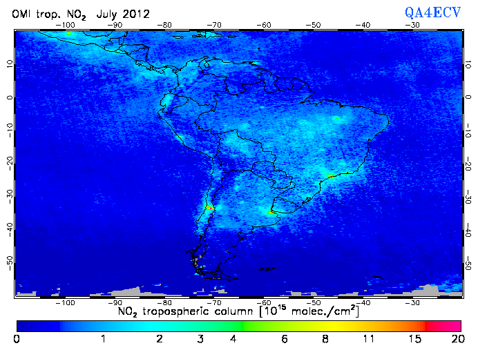 Regional Tropospheric NO2 of July 2012