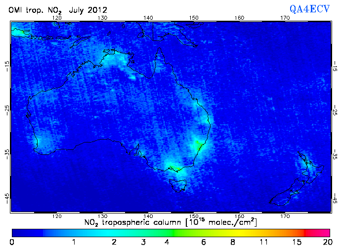 Regional Tropospheric NO2 of July 2012
