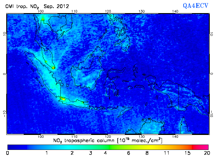 Regional Tropospheric NO2 of September 2012